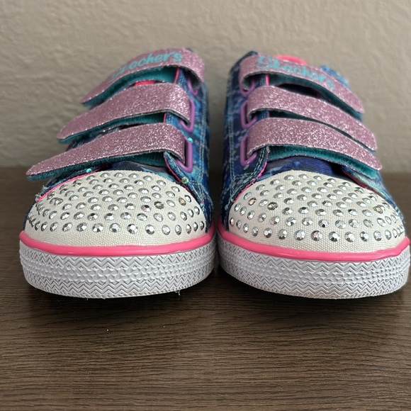 Girls’ Skechers Chit Chat Dazzle Days Blue/Multi Sparkle Sneakers, Size 4 - Picture 2 of 8